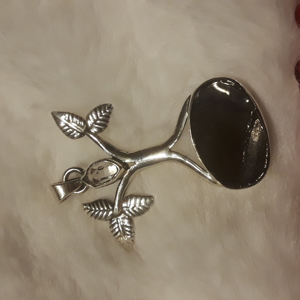 Tree of Life Shungite Herkimer Diamond Gemstone pendant Sterling Silver .925